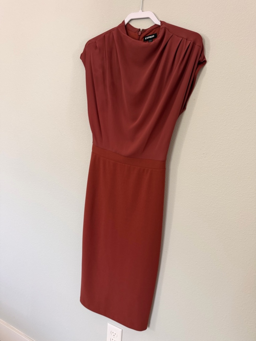 Express Rust Red Midi Sheath Dress